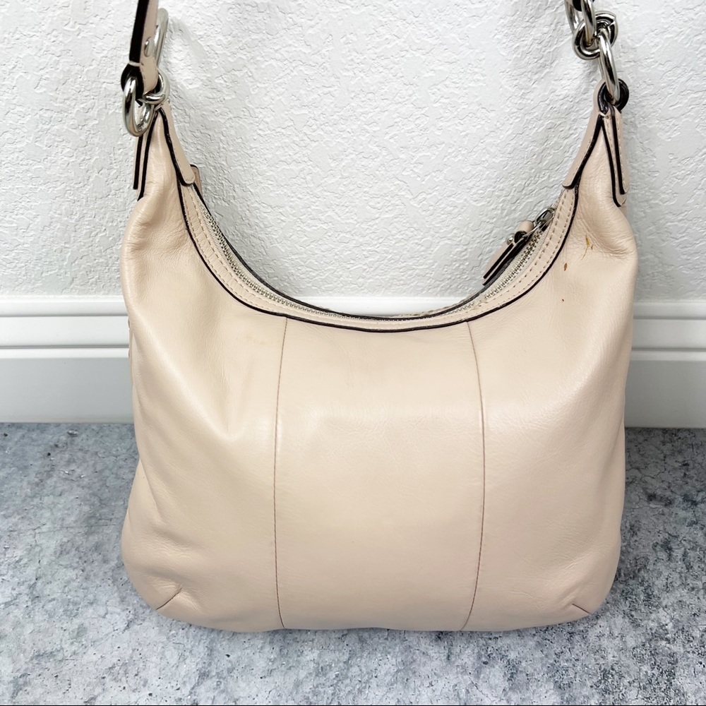 Coach Kristin Woven Light Pink Leather Hobo Bag Zip - Picture 5 of 8